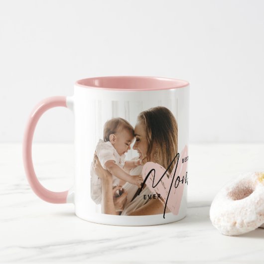 Mug Meilleure Maman Jamais Rose Coeur Script mignon Me (Avec donut)
