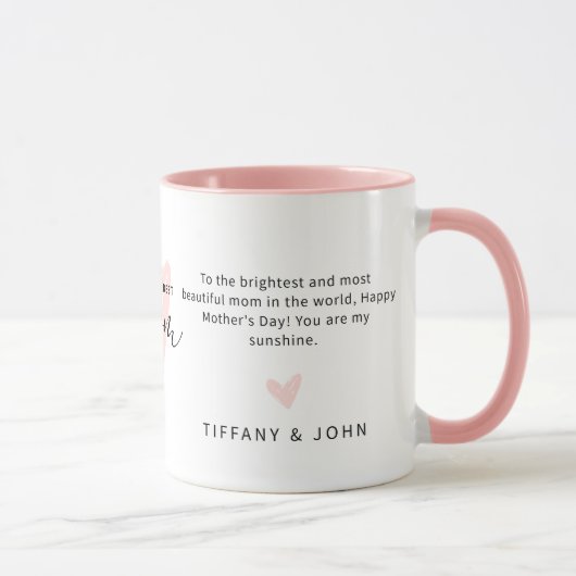 Mug Meilleure Maman Jamais Rose Coeur Script mignon Me (Droite)
