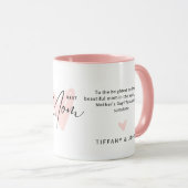 Mug Meilleure Maman Jamais Rose Coeur Script mignon Me (Devant droit)