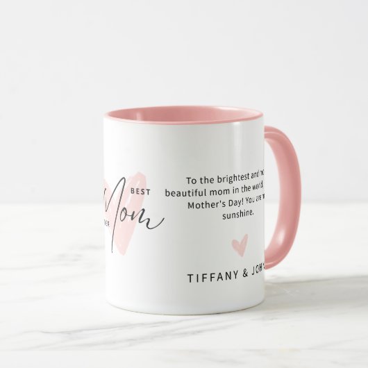Mug Meilleure Maman Jamais Rose Coeur Script mignon Me (Devant droit)
