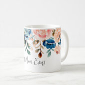 Mug Meilleure maman jamais rose et bleu Aquarelle Fleu (Devant droit)