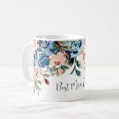 Mug Meilleure maman jamais rose et bleu Aquarelle Fleu (Devant gauche)