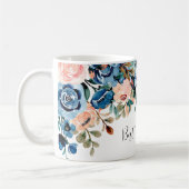 Mug Meilleure maman jamais rose et bleu Aquarelle Fleu (Gauche)