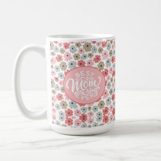Mug Meilleure maman jamais rose florale (Gauche)