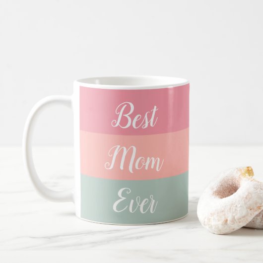 Mug Meilleure maman jamais rose Peach Turquoise Script (Avec donut)