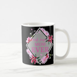 Mug Meilleure maman jamais rose texte avec des fleurs 
