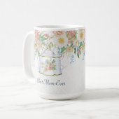 Mug Meilleure maman Jamais Teapot Rose Bleu et Fleurs  (Devant gauche)