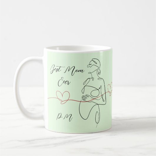 Mug Meilleure maman Jamais tendance Une ligne Coeur de (Gauche)