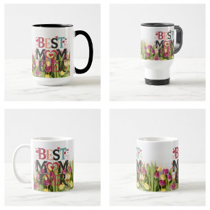 Mug Meilleure Maman Jamais Tulipes Fleurs Modernes Ten