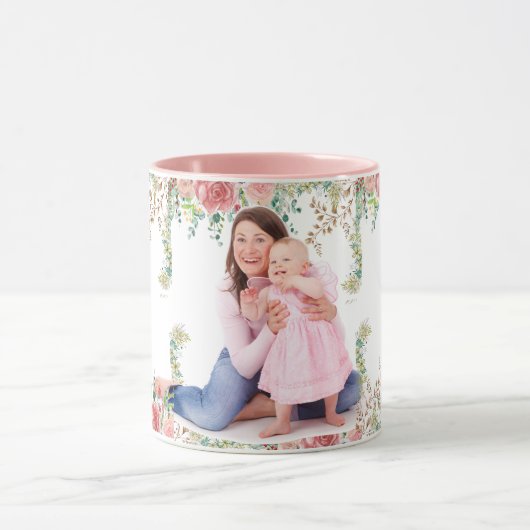 Mug Meilleure maman jamais verdure Floral mère bébé ph (Centre)