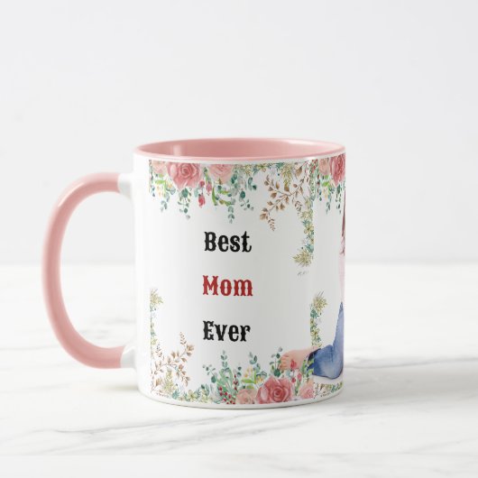 Mug Meilleure maman jamais verdure Floral mère bébé ph (Gauche)