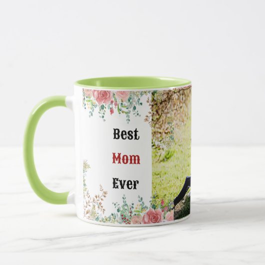 Mug Meilleure maman jamais verdure Floral mère bébé ph (Gauche)