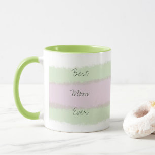 Mug Meilleure maman jamais vert et rose Motif rayé