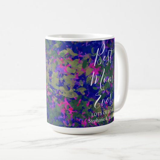 Mug Meilleure maman Jardin bleu violet Jardin Floral (Devant droit)