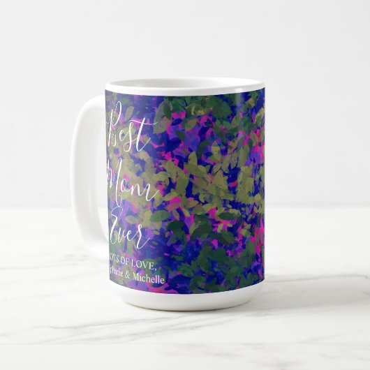 Mug Meilleure maman Jardin bleu violet Jardin Floral (Devant gauche)