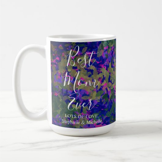 Mug Meilleure maman Jardin bleu violet Jardin Floral (Gauche)