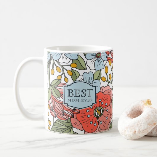 Mug Meilleure Maman Jour des Mères Fête Florale (Avec donut)