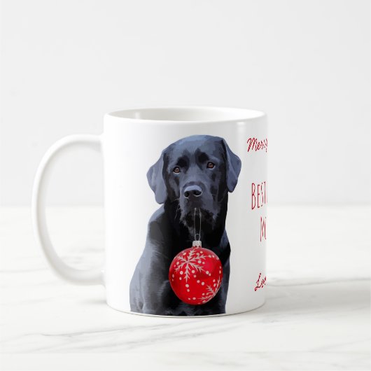 Mug Meilleure maman Labrador jamais Noël mignon Black  (Gauche)
