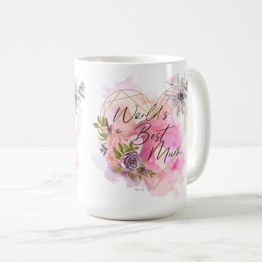 Mug Meilleure maman maman du monde floral cadeau anniv (Devant droit)