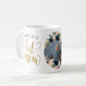 Mug Meilleure maman marine rose florale photo botaniqu (Devant gauche)