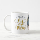 Mug Meilleure maman marine rose florale photo botaniqu (Gauche)