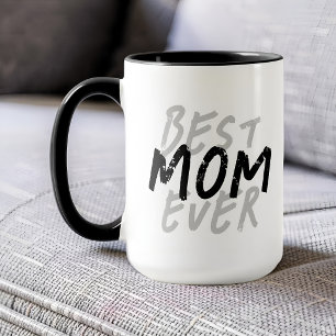 Mug Meilleure Maman Moderne Grunge Noir et Gris