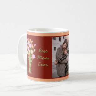 Mug Meilleure maman photo & fleurs modernes Fête des M