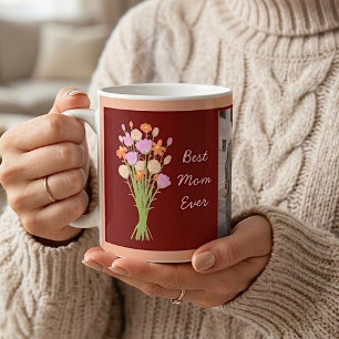 Mug Meilleure maman photo & fleurs modernes Fête des M