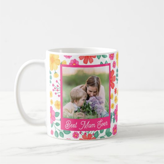 Mug Meilleure Maman Toujours Moderne Floral Photo Coll (Gauche)