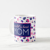 Mug Meilleure maman Tulips bleu rose cadeau pour elle (Devant gauche)