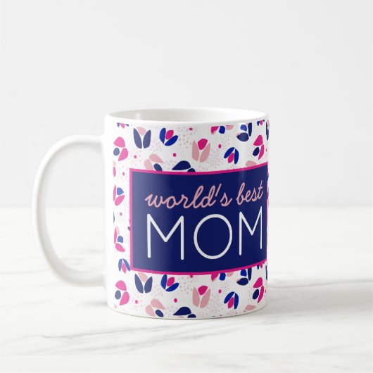 Mug Meilleure maman Tulips bleu rose cadeau pour elle (Gauche)