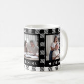 Mug Meilleure mamie 3 Photo Noir Blanc Plaid Musique (Devant droit)