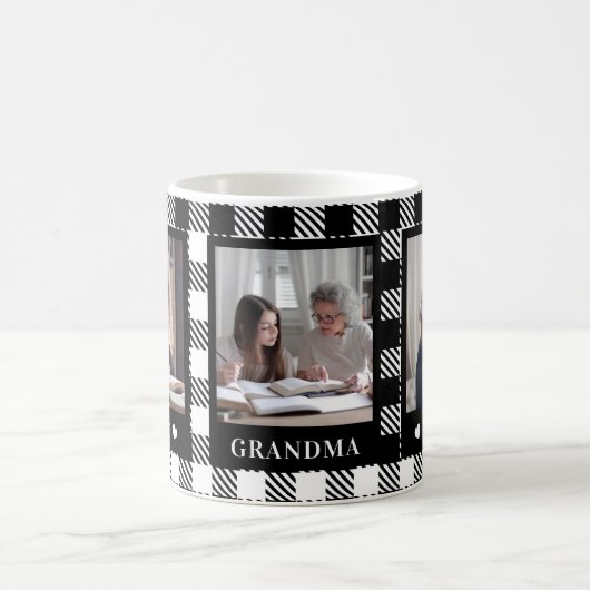 Mug Meilleure mamie 3 Photo Noir Blanc Plaid Musique (Centre)