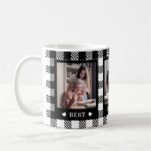Mug Meilleure mamie 3 Photo Noir Blanc Plaid Musique (Gauche)