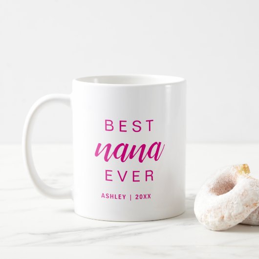 Mug Meilleure Mémé Chaleur Rose Script Cadeau Pour Gra (Avec donut)
