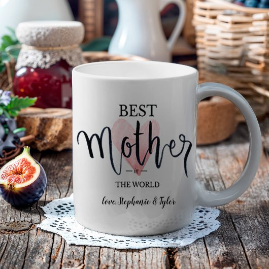 Mug Meilleure mère dans le monde Aquarelle rose Coeur
