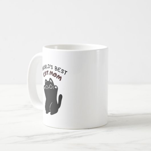 Mug meilleure mère de chat noir (Devant gauche)