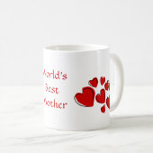 Mug Meilleure mère du monde Custom Red Sketchy Hearts (Devant droit)