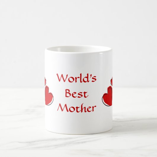 Mug Meilleure mère du monde Custom Red Sketchy Hearts (Centre)