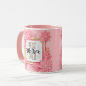 Mug "Meilleure Mère du Monde" Fleurs Roses Cadeau de F (Devant gauche)