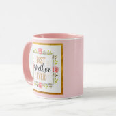Mug "Meilleure Mère du Monde" Fleurs Roses Cadeau de F (Devant gauche)