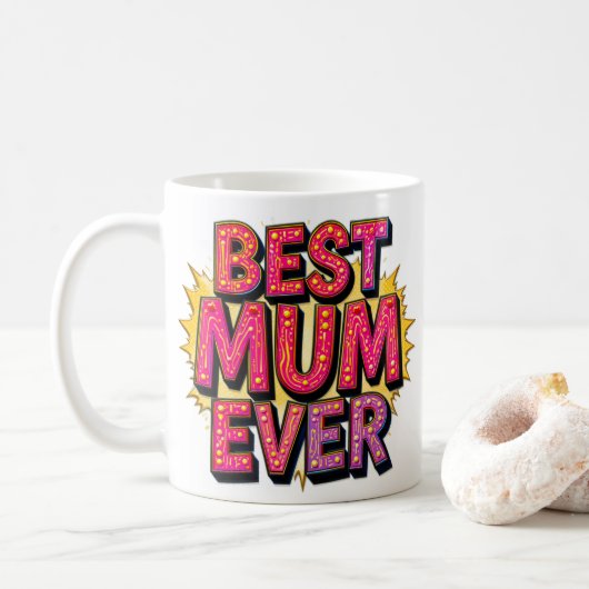 Mug Meilleure Mère jamais citée Rouge rose violet (Avec donut)