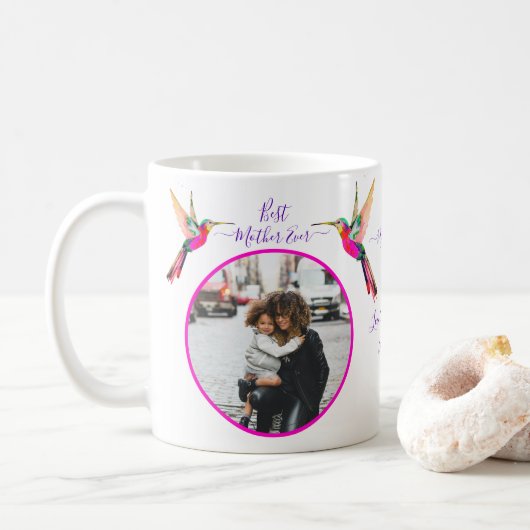 Mug Meilleure Mère Jamais ! Photo de famille Café Coli (Avec donut)