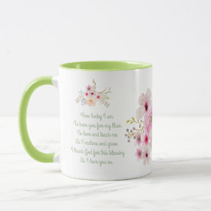 Mug Meilleure MUM Mothers Day Poem Pink Flowers