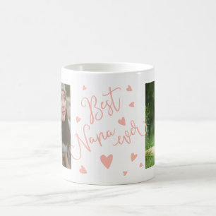 Mug Meilleure nana jamais rose pastel coeurs 2 photos 