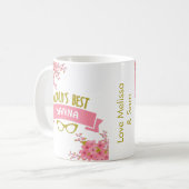 Mug Meilleure Nanna Plutôt rose florale du monde (Devant gauche)