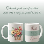 Mug Meilleure nièce jamais fleurs de gerbera vertes