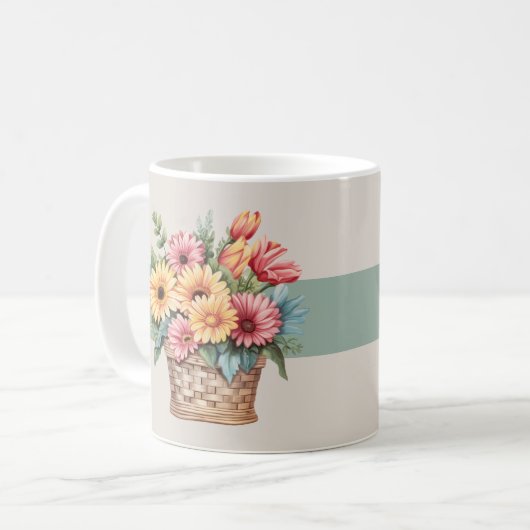 Mug Meilleure nièce jamais gerbera fleurs vert (Devant gauche)