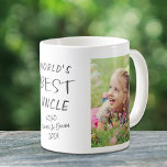 Mug Meilleure photo d'oncle au monde<br><div class="desc">Célébrez un oncle bien-aimé avec cette tasse personnalisée avec "World's Best Uncle",  deux photos de nièces et neveux et leurs noms.</div>