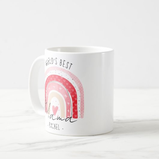 Mug Meilleure Saint-Valentin Mama Pink Rainbow World (Devant gauche)